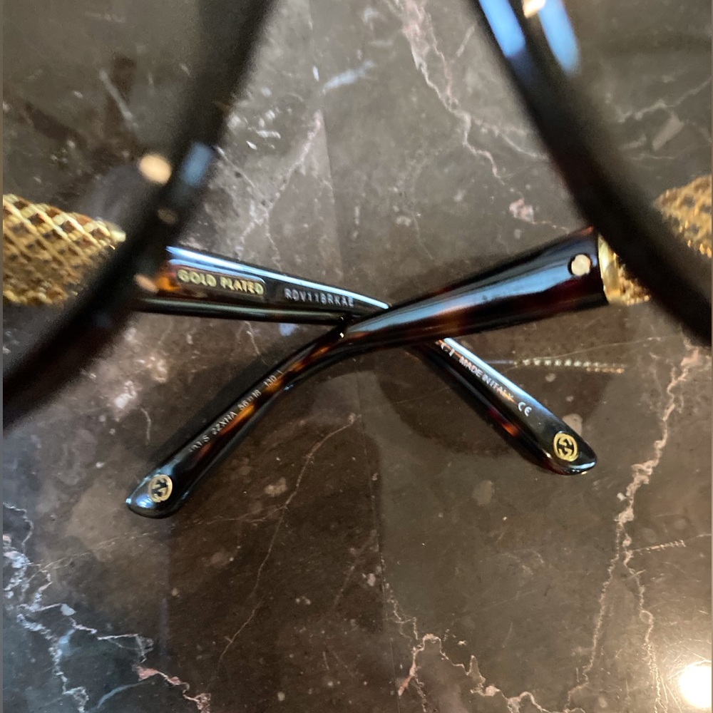 🌸WAS $275: Gucci Havanna Brown Gold Plated Mesh Sunglasses with Case - Picture 12 of 16